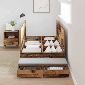 vidaXL Estrutura de Cama Guarda-Roupa Madeira Antiga 90x200 cm