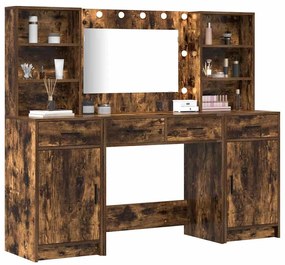 Conjunto de Mesa de Maquiagem de 3 Peças vidaXL em Madeira de Carvalho