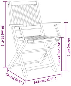 Cadeiras de jardim dobráveis 8 pcs 54,5x58x90 cm acácia maciça