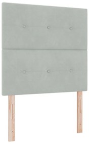 Cama Box com Colchão &amp; Luz LED Cinza Claro 120x190 cm Veludo
