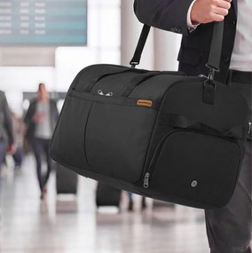 Saco de desporto dobrável muito grande 120 L, com compartimentos para sapatos e para roupa molhada Preto
