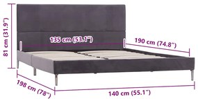 Estrutura para cama sem colchão 135x190 cm tecido cinzento