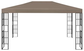 Gazebo com cordões de luzes LED 4x3 m cinza-acastanhado