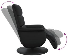 Cadeira reclinável com apoio de pés couro artificial preto