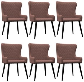 vidaXL Cadeiras de jantar 6 pcs tecido castanho
