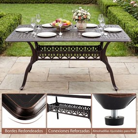 Mesa de Jantar de Exterior (CADEIRAS NÃO INCLUIDAS), 150 x 90 x 73 cm, Furo para Guarda-Sol, Bronze