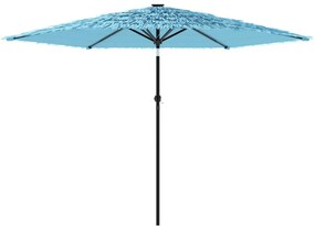 Guarda-sol de jardim com poste de aço 288x288x225 cm azul