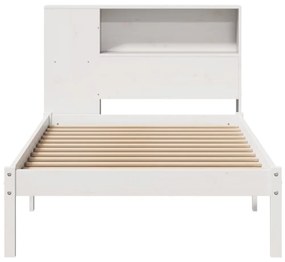 Cama com estante sem colchão 75x190 cm pinho maciço branco