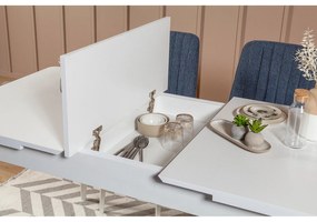 Conjunto de Mesa de Jantar Extensível e Cadeiras Vina – Branco e Azul