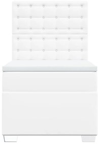 Cama com molas/colchão 90x190 cm couro artificial branco