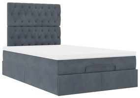 Estrutura de cama otomana com colchões cinza escuro veludo