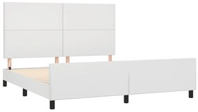 Estrutura cama c/ cabeceira 160x200 cm couro artificial branco