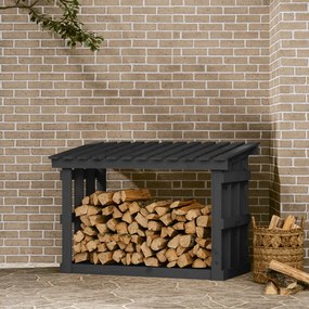 vidaXL Suporte para lenha 108x64,5x77 cm pinho maciço cinzento