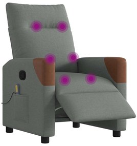 Poltrona reclinável de massagens elétrica tecido cinza-escuro