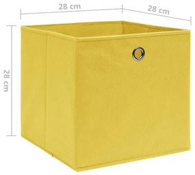 Caixas arrumação 4 pcs 28x28x28 cm tecido-não-tecido amarelo