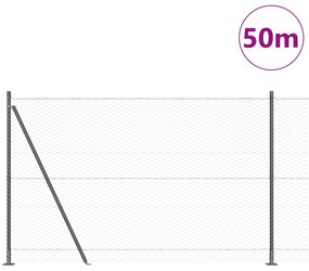 Cerca Hexagonal Cinza vidaXL 1,5x50 m Aço, Postes para Cerca vidaXL co