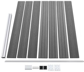 Conjunto painel de cerca 699x146 cm WPC cinzento