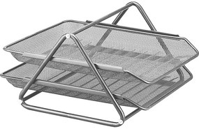 Tabuleiros de Secretária Q-Connect em Rede Metálica, Cor Cinza 300x185x350mm Conjunto 2