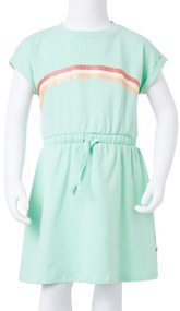 Vestido de criança com cordão verde brilhante 128
