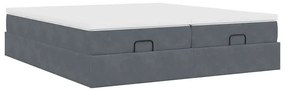 moldura de cama otomana vidaXL com colchão cinza escuro veludo