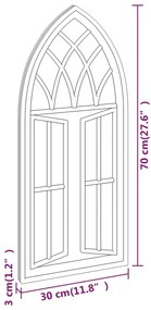 Espelho de jardim p/ uso exterior ferro 70x30 cm preto