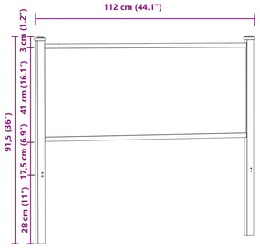 Cabeceira de cama 107 cm derivados madeira/aço carvalho fumado