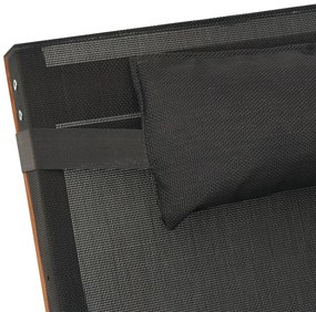 Espreguiçadeira c/ almofada textilene e álamo maciço cinzento