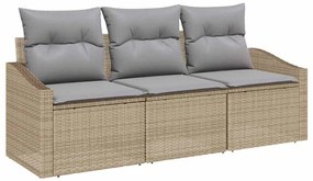 Conjunto de jantar de jardim de 3 peças com almofadas bege em polyratt