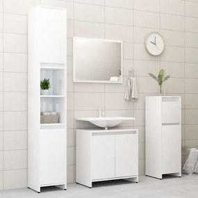 4 pcs conj. móveis casa de banho contraplacado branco brilhante