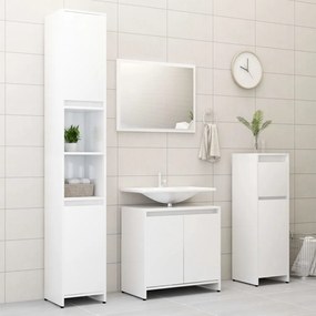 vidaXL 4 pcs conj. móveis casa de banho contraplacado branco brilhante