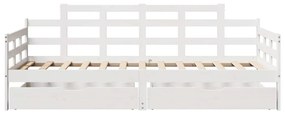 Sofá-cama c/ gavetas 90x200cm madeira de pinho maciça branco
