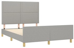 Estrutura de cama sem colchão 140x200 cm tecido cinzento-claro