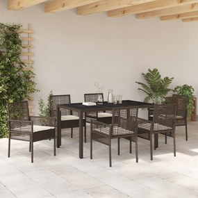 Conjunto de Jantar para Jardim de 7 Peças com Almofadas em Rattan Sint