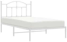 Estrutura de cama com cabeceira 100x190 cm metal branco