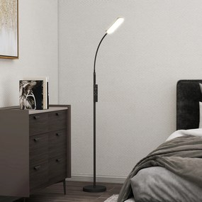 Candeeiro de pé para sala de estar com comando à distância, controlo tátil, temperatura de cor e luminosidade reguláveis, preto