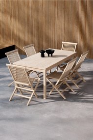 Conjunto de jantar para jardim em madeira de teca Kenya, conjunto de 7