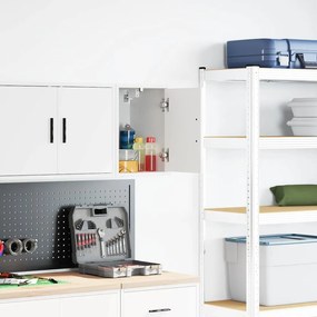Armário de parede da garagem branco madeira engenheirada