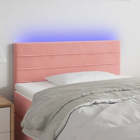 Cabeceira de cama c/ luzes LED veludo 80x5x78/88 cm rosa