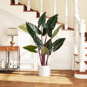 Árvore artificial de 160 cm decorativa com 11 folhas Caules ajustáveis Vaso preenchido com cimento verde