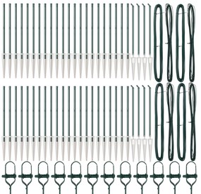 Postes de Cerca vidaXL com Ponta 52 pcs Ø32 mm 120 cm Aço Galvanizado
