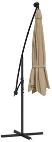Guarda-sol cantilever com luzes LED 300 cm cinza-acastanhado