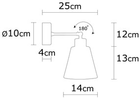 Candeeiro de Parede Manavgat – Branco – Diâmetro 14 cm, Altura 25 cm