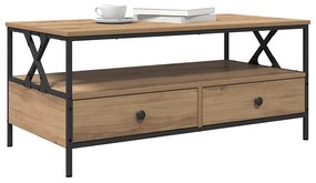 Mesa de centro com gaveta carvalho artisiano 100 x 51 x 45 cm