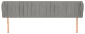 Cabeceira de cama c/ abas veludo 163x23x78/88 cm cinzento-claro