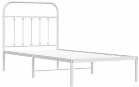 Estrutura de cama com cabeceira 90x190 cm metal branco