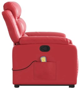 Poltrona massagens reclinável elevatória couro artif. vermelho