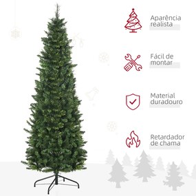 HOMCOM Árvore de Natal Artificial 180 cm Árvore de Natal com 648 Ramos