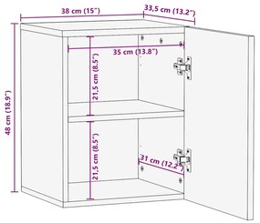 Armário suspenso para WC 38x33,5x48 cm mangueira maciça