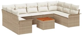 Conjunto de Sofá de Jardim de 10 Peças com almofadas bege em rattan si