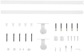 Kit de ferragens para porta deslizante 183 cm aço branco